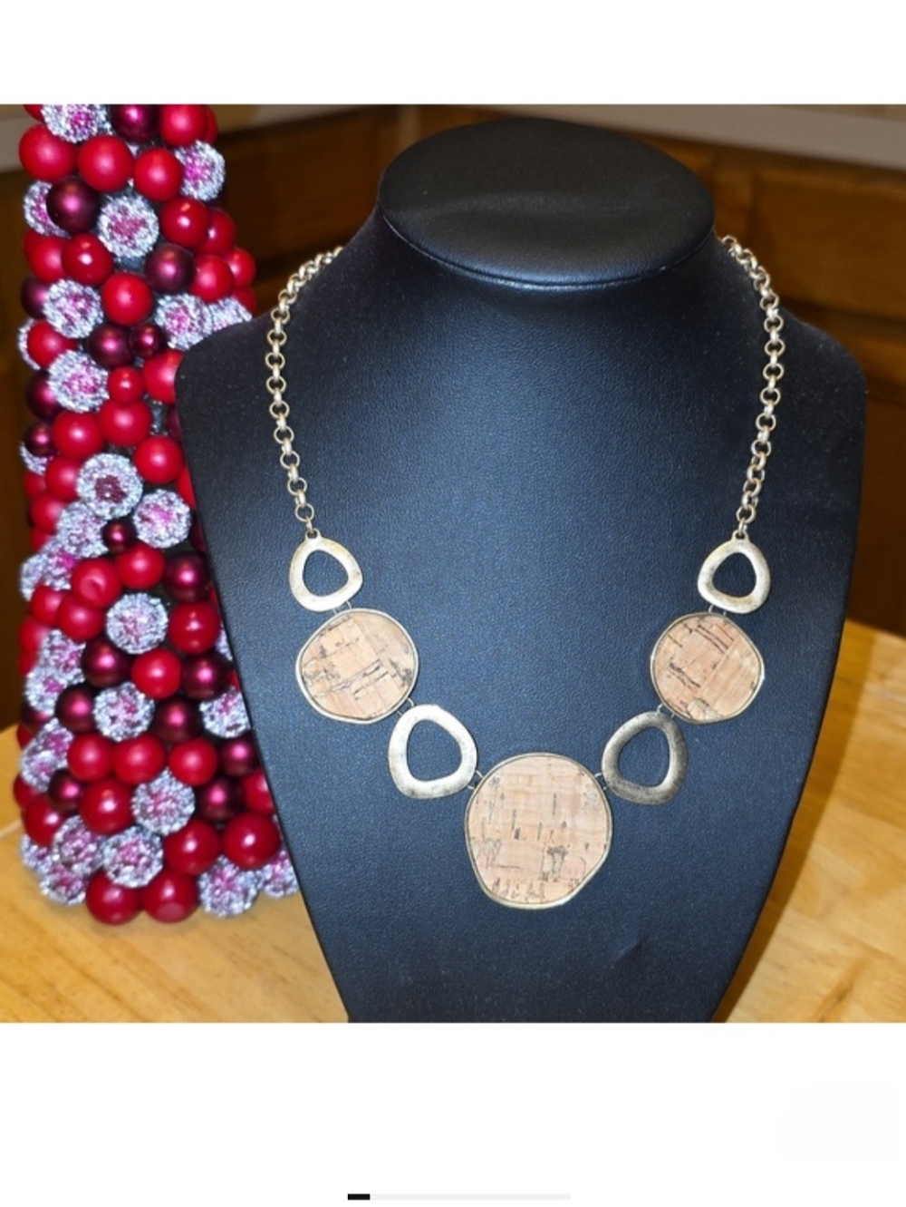 The Sak Gold & Cork Reversible Adjustible Necklace
